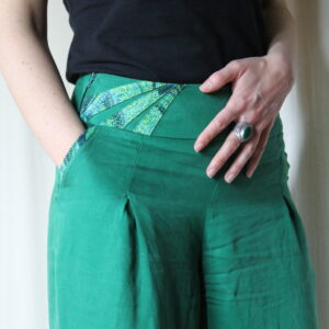 Pantalon Fluide à fleur rouge